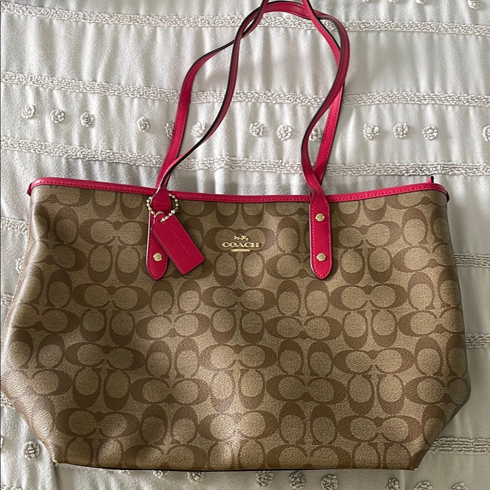 Coach Brown and Pink Signature Tote